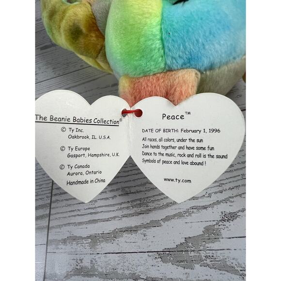 Ty Peace Bear 1996 – Rare Gasport Error MWMT – PE Pellets – Retired Beanie Baby - Picture 10 of 12